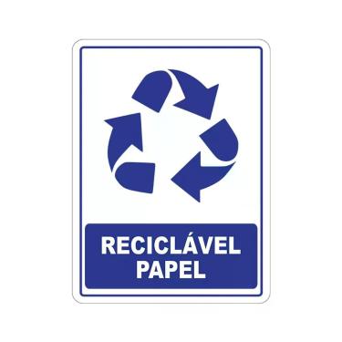Imagem de Adesivo Coleta Seletiva Reciclável Papel 15x20cm Branco