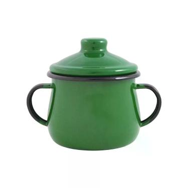 Imagem de Açucareiro Esmaltado Verde 380ML para Servir e Decorar em Aço Especial Uso Doméstico Ewel