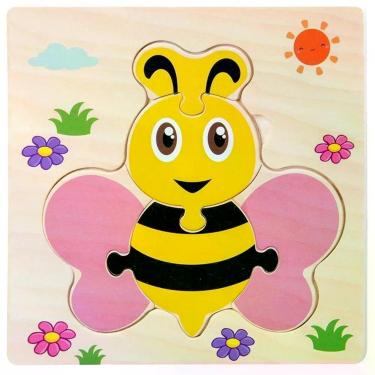Imagem de Quebra-Cabeça de Madeira 3D Tangram Infantil Educativo com Desenho de Animal Amarelo Abelha OEM