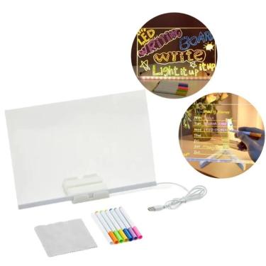 Imagem de Lousa Mágica LED Acrílica Brinquedo Luminoso Escrever Apagar Canetas N