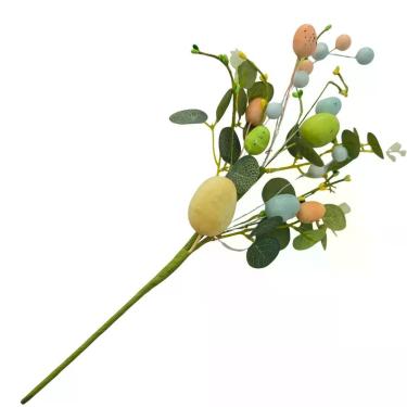 Imagem de Galho Decorativo com Ovos em EPS para Decoração de Páscoa Laranja Tok da Casa 43CM