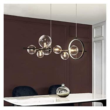Imagem de Lustre nórdico decorativo lustres de vidro, luzes pendentes de bola de vidro transparente, luminária de teto suspensa para ilha de cozinha, sala de estar, sala de jantar, hotel, bar, sala de