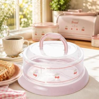 Imagem de Queijeira Porta Queijo Plasútil Rosa Cereja com Tampa de Rosca e Alça 