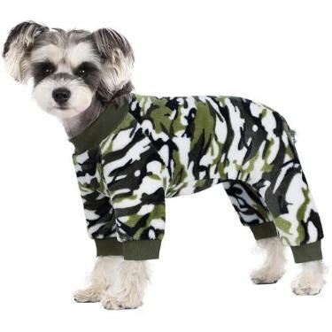 Imagem de Pijama para cães pequenos, macacão camuflado de inverno para cachorro, macacão quente de veludo, bodies para cachorrinhos, roupas de inverno para meninas e meninos para chihuahua, yorkie, xícara de