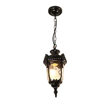 Imagem de Lustre europeu à prova d'água de led para áreas externas, luminária pendente de cabeça única, luzes para áreas externas, preto, 46 cm