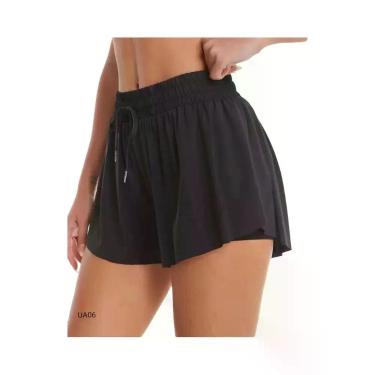 Imagem de Shorts Esportivos Femininos Respiráveis Com Cintura Elástica E Bolso L