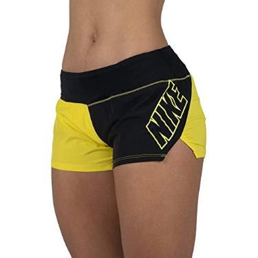 Imagem de Nike Women`s NSW Crew 3" Running Shorts (Black(AJ9130-731)/Yellow, XX-Large)