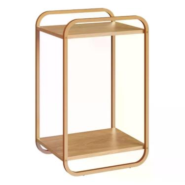 Imagem de Mesa Lateral Luna Retangular MDP Aço 33CM Amadeirado Artesano Móveis Hanover