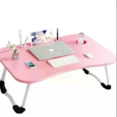Imagem de Mesa para Notebook Home Office com Usb Ventilador Iluminação Dobravel Portatil Rosa Yeet