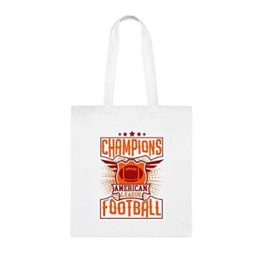 Imagem de Sacola de futebol americano Champions American League, presente divertido, bolsa de ombro, bolsas reutilizáveis, ideia de presente de cesta de Natal de aniversário, Branco