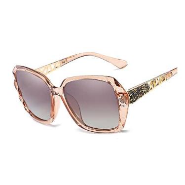 Imagem de Óculos de sol feminino Bestgift polarizador, proteção UV, armação de chá, chá com moldura de chá