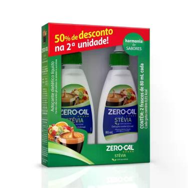 Imagem de Kit Adoçante Líquido Zero-Cal Stevia 2 Unidades de 80ml cada