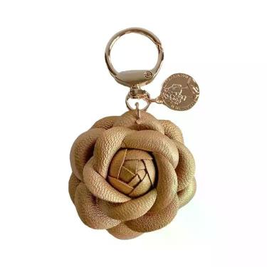 Imagem de Chaveiro Feminino De Couro Com Camélia Fofa, Pingente De Flor Para Moc
