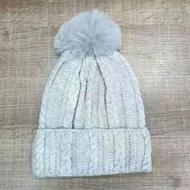 Imagem de Gorro Infantil OEM Touca Lisa com 1 Pompom em 100% Lã Acrílica Forrada em Pelúcia 16cm X 19 e 5cm Menino e Menina