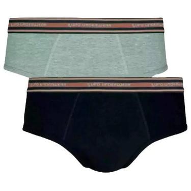 Imagem de Kit c/2 de Cueca Slip Algodão Adulto Lupo 524-088, GG, Preto, Cinza