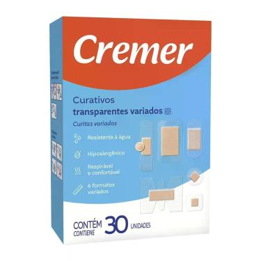 Imagem de Curativo Cremer Transparente Variados em 6 Formatos 30 unidades