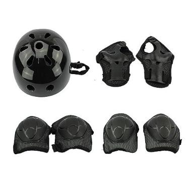 Imagem de Kit Proteção Infantil Capacete Joelheira Cotoveleira Best Race BBR Toys Preto