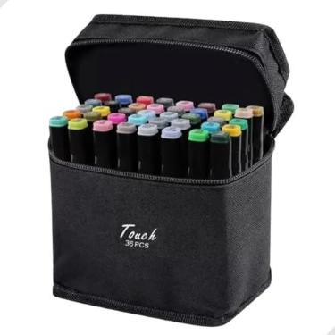 Imagem de Conjunto Canetas Touch Com Estojo 36 Cores Pontas Duplas Para Pintura Bob Good