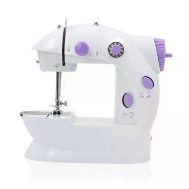 Imagem de Mini Máquina de Costura Reta Portátil Doméstica Shopmix Sm-202a Compacta Branco Bivolt