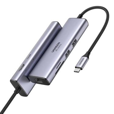 Imagem de HUB USB-C - 7 em 1 - HDMI 4K/60Hz - RJ45 Gigabit - SD/TF - PD 100W - Cinza - Ugreen CM512 60515