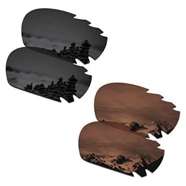 Imagem de SmartVLT Óculos de sol masculino Stealth preto e âmbar marrom, lentes de substituição, T20 e parafuso para óculos de sol ventilados Oakley Jawbone com ventilação/jaqueta de corrida