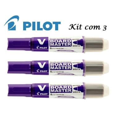Imagem de Kit Pincel De Quadro Branco Recarregável Pilot Violeta com 3