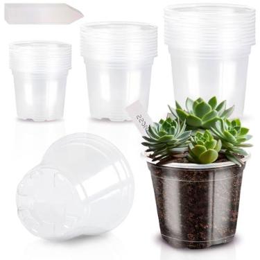Imagem de JOBVERT Pote de berçário de 11,4 cm, pacote com 30 potes transparentes com drenagem, vasos de plástico para plantar legumes, flores, mudas