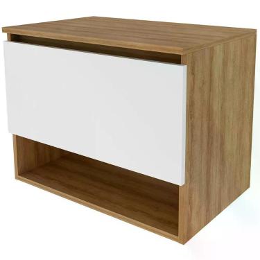 Imagem de Gabinete De Banheiro 60 Cm 1 Porta E Nicho Valente Amêndoa/branco