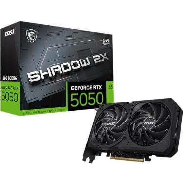 Imagem de MSI Placa gráfica Gaming RTX 5050 8G Shadow 2X OC (8GB GDDR6,128-bit, desempenho extremo: 2617 MHz, DisplayPort x3 2.1a, HDMI 2.1b, NVIDIA Blackwell Architecture)