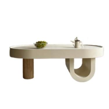 Imagem de Mesa de chá de madeira maciça para sala de estar, design criativo, mesa de varanda minimalista moderna de espaço pequeno, móveis elegantes compactos para pequenos apartamentos, mesa de chão (110 x 60