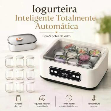 Imagem de Iogurteira Elétrica Automática 110V 9 Potes de Vidro para Iogurte Natu
