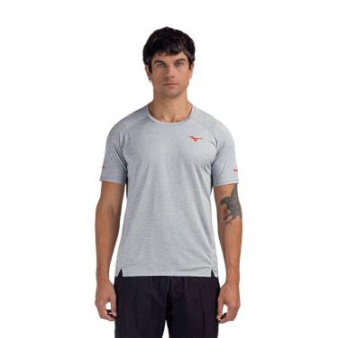 Imagem de Camiseta de Corrida Mizuno High 5 Masculina, GG, Cinza