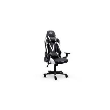 Imagem de Cadeira Gamer XT Racer Viking Series, Até 120Kg, Com Almofadas, Reclinável, Descanso de Braço 3D, Preto e Branco - XTR-021