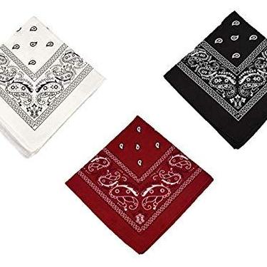 Imagem de Kit Com 3 Lenços Bandanas - Preta, Branca e Marsala