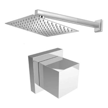 Imagem de Ducha Piscina 30x30 Inox 304 + Acabamento Registro Deca Quadrado 100% Metal