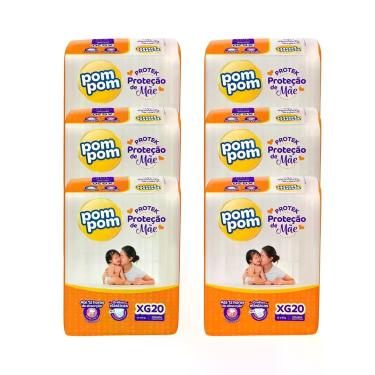 Imagem de Kit 6 Fraldas Pompom Derma Protek Infantil Conforto Proteção, Extra gr