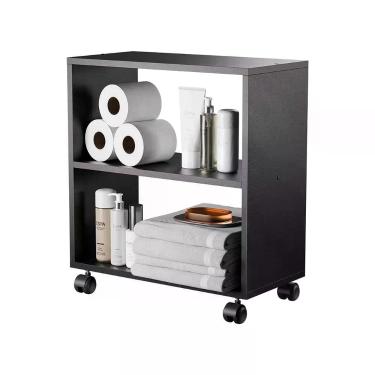 Imagem de Gabinete Organizador Para Banheiro Com Rodinhas 50cm Preto