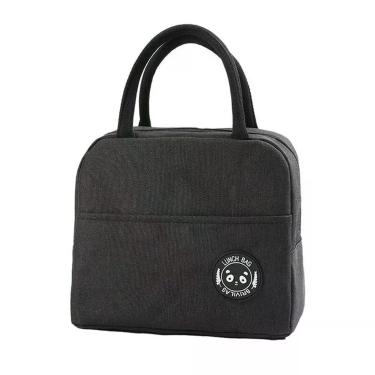 Imagem de Bolsa Térmica Portátil Dobrável Organizadora Bolso Externo Semi-impermeável Com Alça preto