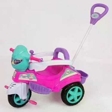 Imagem de Triciclo Rosa Para Passeio Com Empurrador - Menina