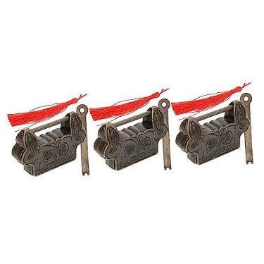 Imagem de Gadpiparty Caixa 3pcs Fechadura Retrô Mini Cadeado Trava De Caixa De Jóias Fechadura De Caixa De Madeira Fechadura De Caixa Antiga Fechadura De Metal Vintage Liga De Zinco