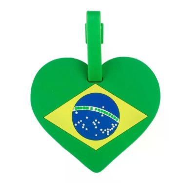 Imagem de Etiqueta de Identificação Taimes Coração Brasil Copa Silicone 10X11CM Amarelo Único