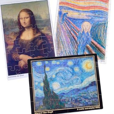 Imagem de COMBO quebra-cabeça infantil: 03 Quebra-Cabeças COM 24 PEÇAS cada: Clássicos da Arte "Noite estrelada", "Monalisa" e "O grito"
