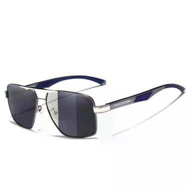 Imagem de Óculos De Sol Masculino Design Alumínio Lente Espelho Polarizada Uv400 Cinza