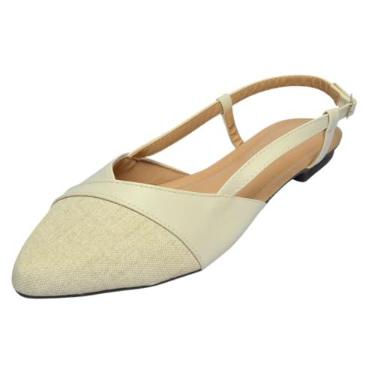 Imagem de Sapatilha Feminina Bico Fino Slingback Confortável Aberta Atrás sem Salto Elegante para Trabalho numeração 40–44 (Offwhite, BR, Adulto, Numérico, 43)