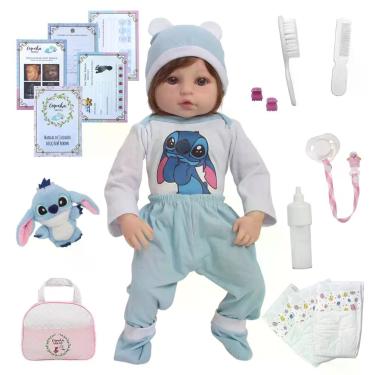 Imagem de Boneca Menina Roupa Stitch com Pelúcia Kit + Acessórios - Cegonha Rebo