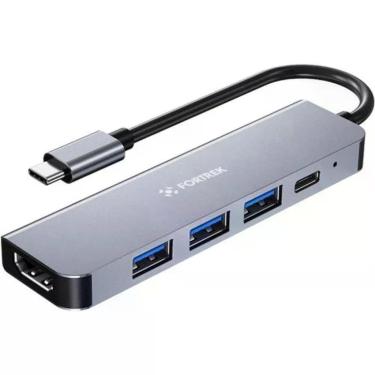 Imagem de Hub Usb-C 5 Portas DC53 com HDMI 4K@30Hz e PD 100W em Alumínio Plug And Play Fortrek
