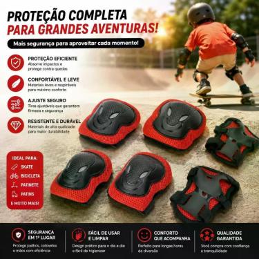 Imagem de KIT Proteção Infantil 6 Peças Joelheira Cotoveleira Munhequeira P/ Ska