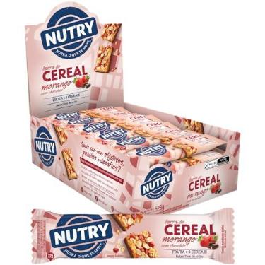Imagem de Nutry Barra de Cereais Morango com Chocolate 22g - Display | Com 24 Unidades, 3 Cereais, Camada sabor Chocolate e Morango