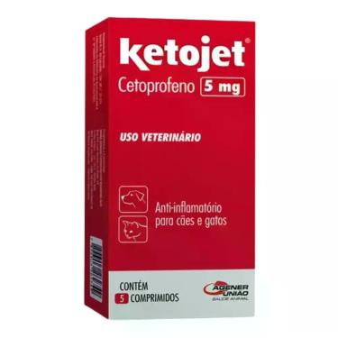 Imagem de Ketojet 5mg Com 5 Comprimidos Para Cães-Gatos - Agener União