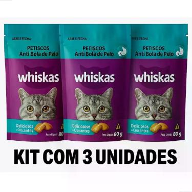 Imagem de Kit 3 Petisco Whiskas Temptations Anti Bola De Pelo De 80g